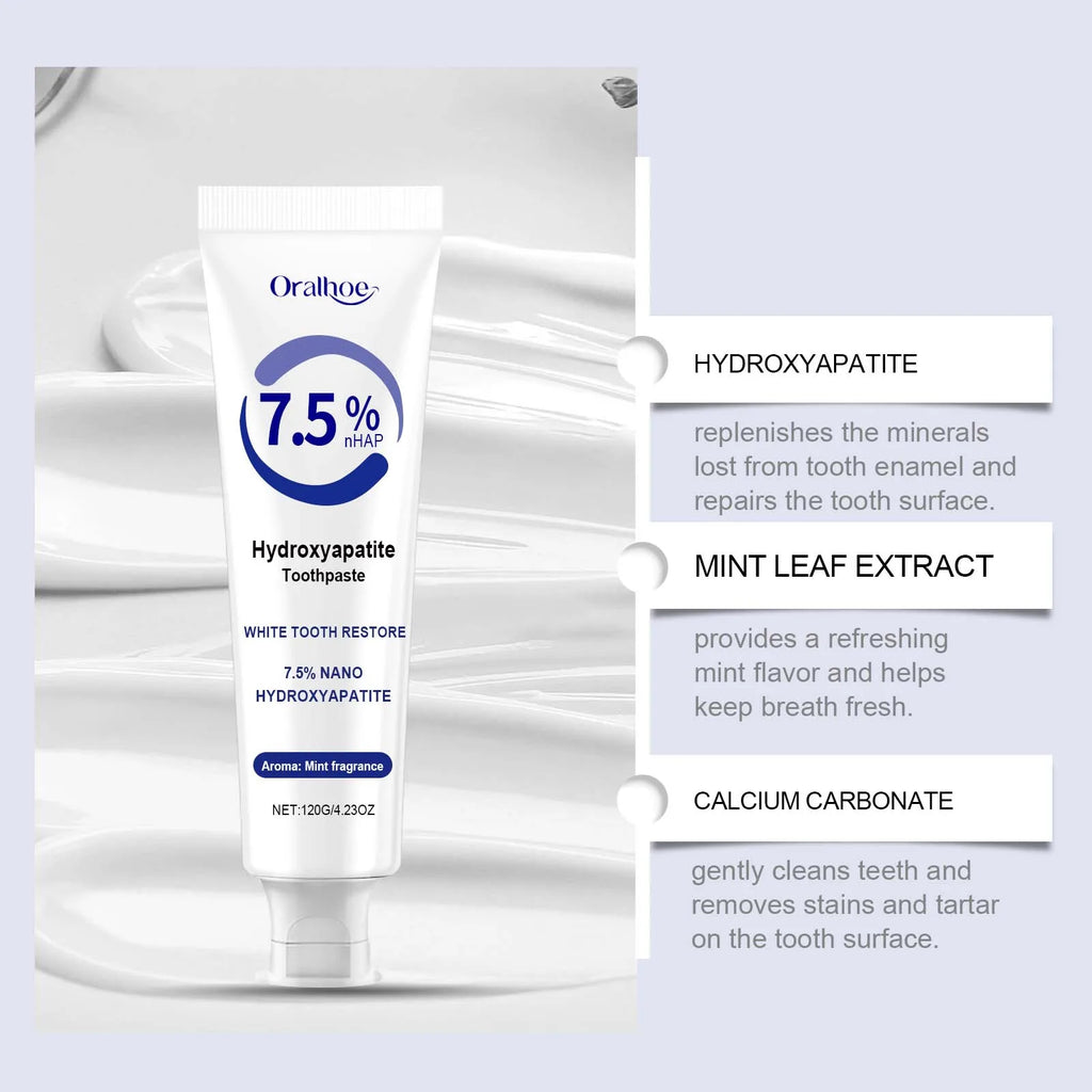 7.5% Hydroxyapatite Toothpaste for Sensitive Teeth - Enamel Protection & Strengthening, Fluoride-Free, Gentle & Effective Formul