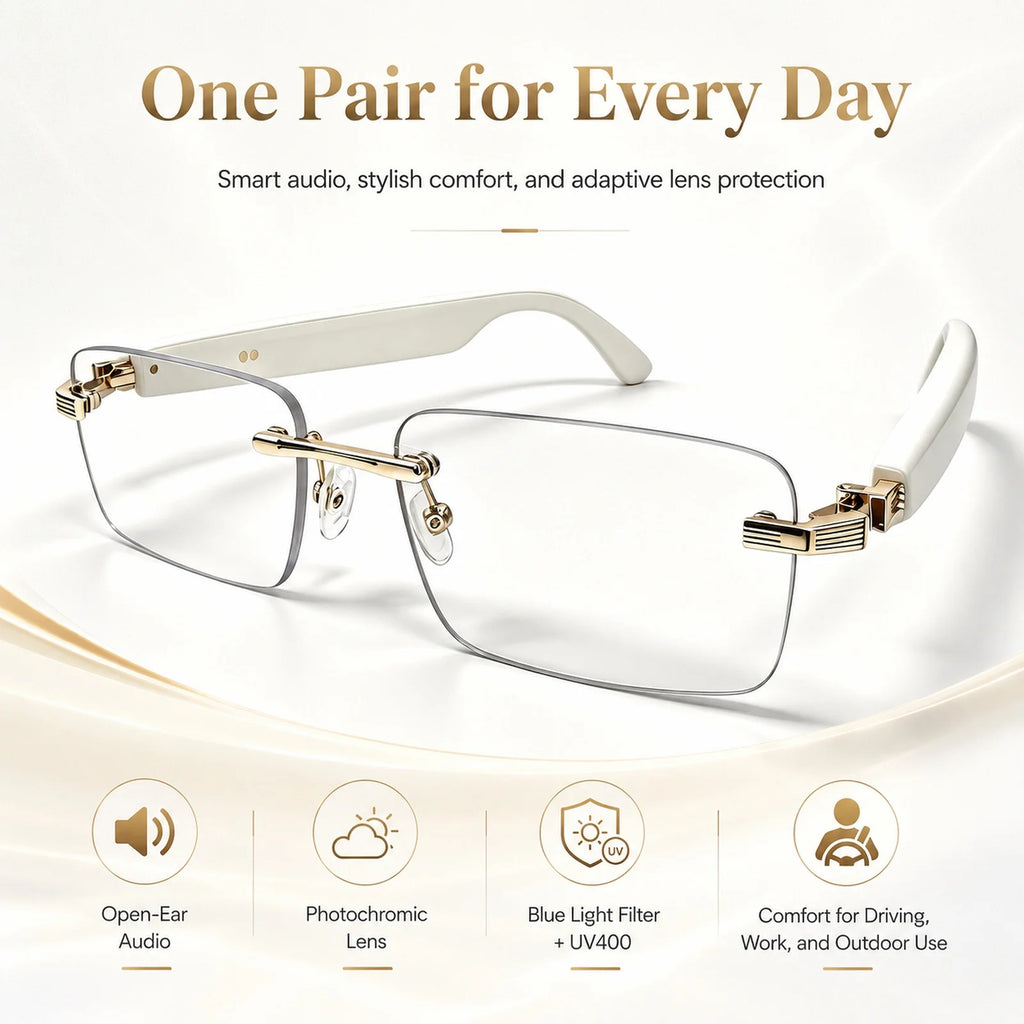 AI Smart Bluetooth Glasses Sunglasses Smartglasses Open Ear Audio Dual Mic ENC Photochromic UV400 Blue Light for Driving Use