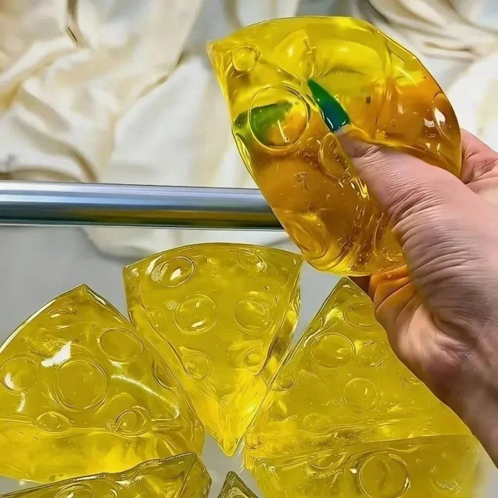 Squishy Honey Cheese Square Fidgets Toys Super Soft Mochi Cheese Squeeze Toy Funny Anti-stress Sensory Toy for Kids Adults