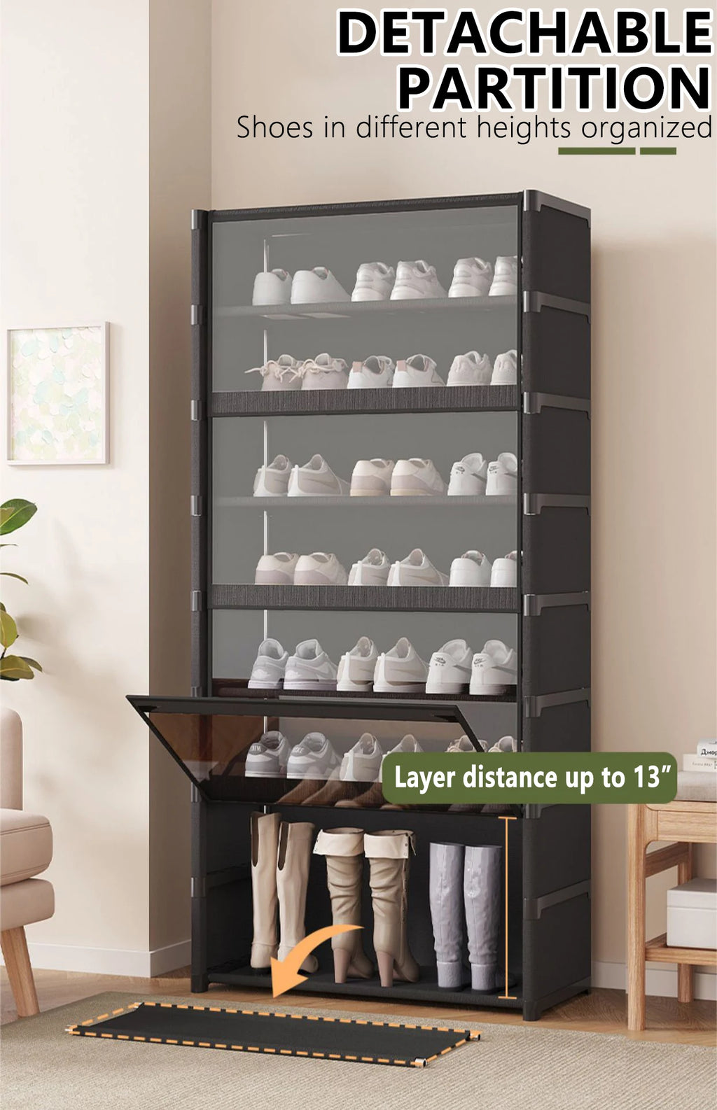 5/7-Layer Shoe Cabinet Dustproof Shoe Rack Shoe Hanger Organizer Shelf Holder Shoe Storage Cabinet Space Saving With Clear Lid