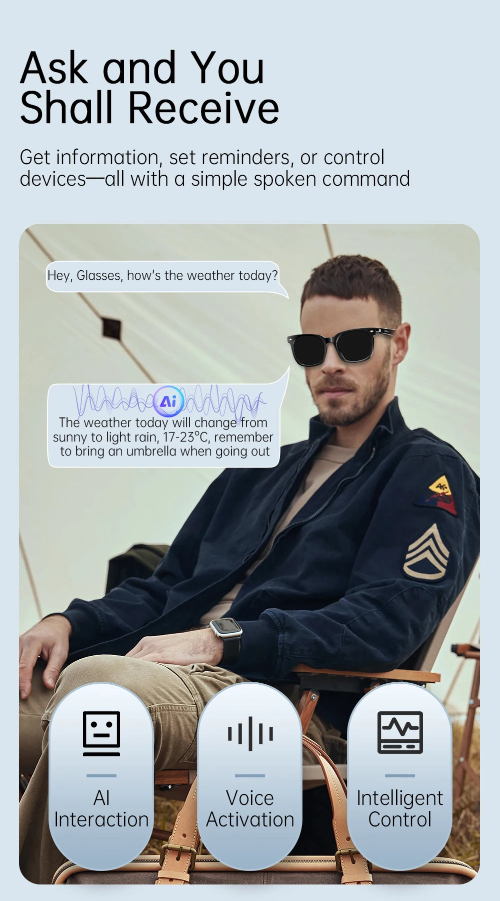 AiMB V6 Max AI Smart Glasses Blue Light Blocking UV400 Bluetooth 5.4 Voice Assistant Music Calls Dual Speakers Camera Control