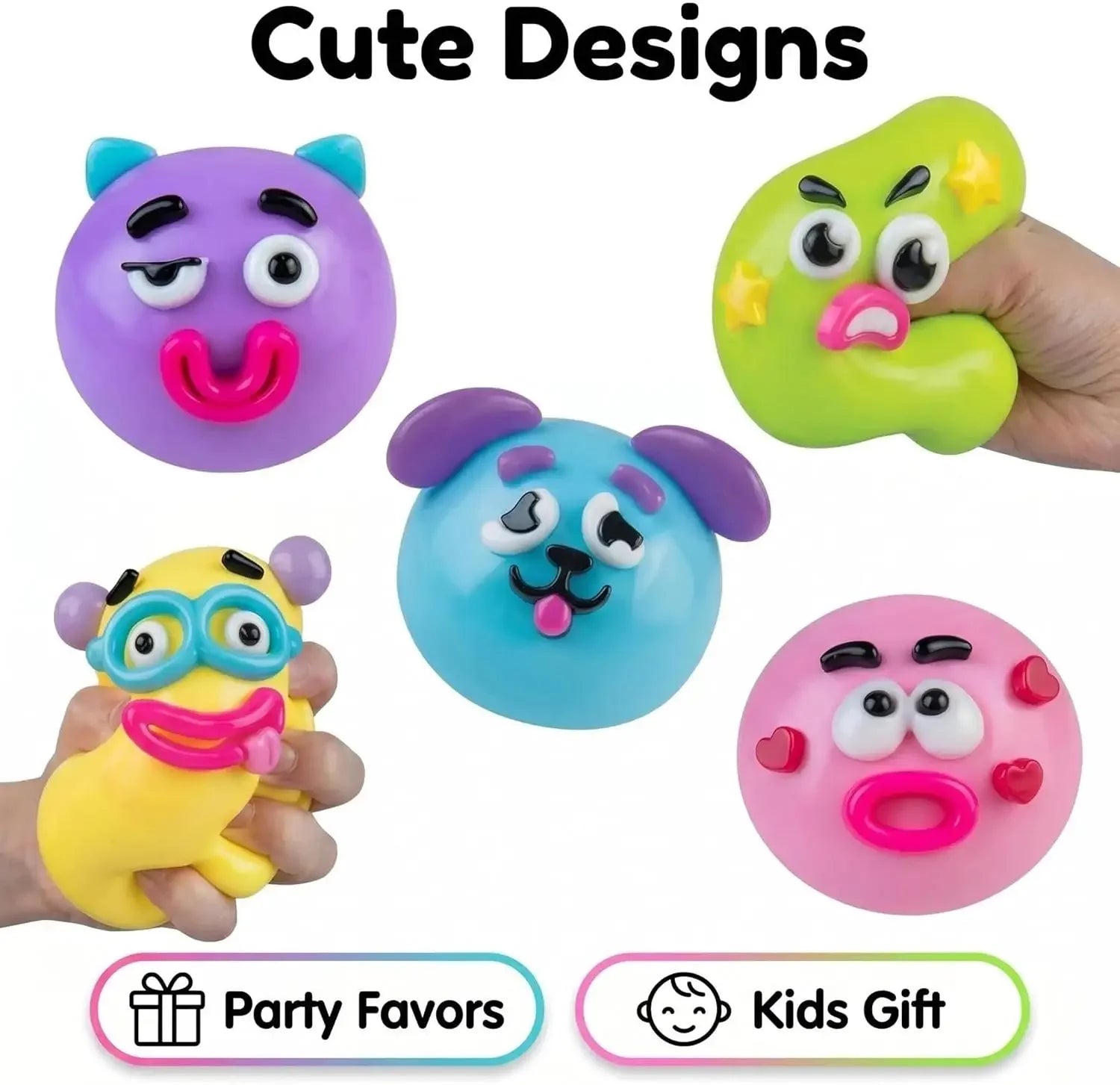 Smushers Squishy, Cute Easy Squeezy Squishy Funny Face Swap Fidget Balls for Adults Anxiety Relief, Fun Sensory Gifts