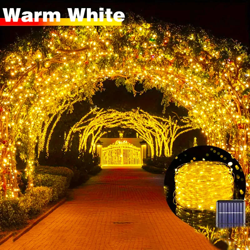 Solar LED String Lights Solar Power Lamp for Patio Tree Christmas Party Wedding Decor Outdoor Lighting Fairy Lights