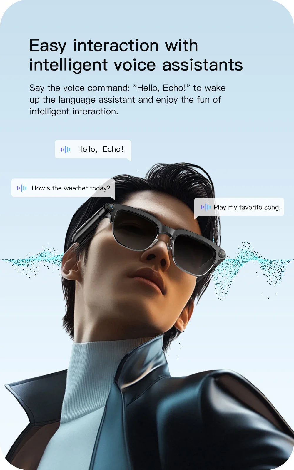 AI Smart Glasses 800W HD Camera Real-Time Translation Voice Assistant Bluetooth Wearable 2GB RAM 300MAH Smart Glasses Men Women