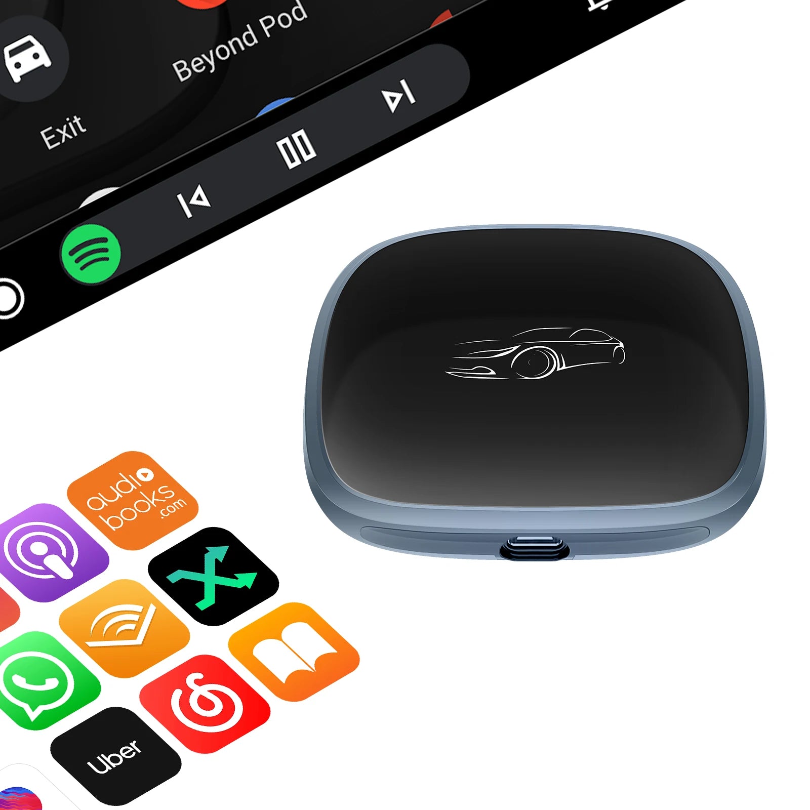 3-in-1 System Android 13 Car Video Ai Box for Wireless CarPlay Adapter/Android Auto, Ai Box Carplay with GPS, Bluetooth, Wifi