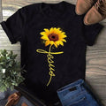 Sunflower Jesus Letter Print T Shirt Women Short Sleeve O Neck Loose Tshirt Summer