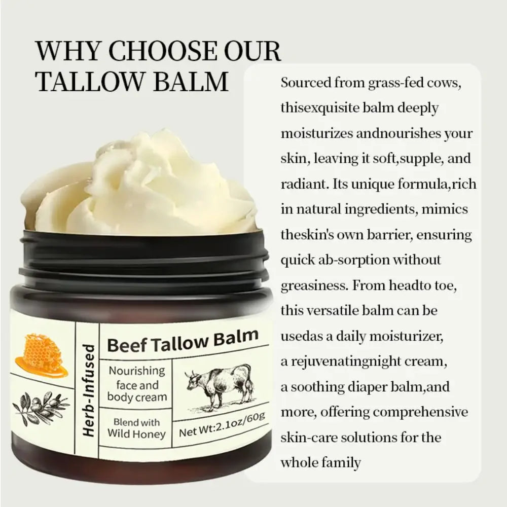 Skin Care Natural Organic Beef Tallow Balm Whole Body Care Hydrating Face Cream Deep Nourishment Mild Tallow Moisturizing Cream