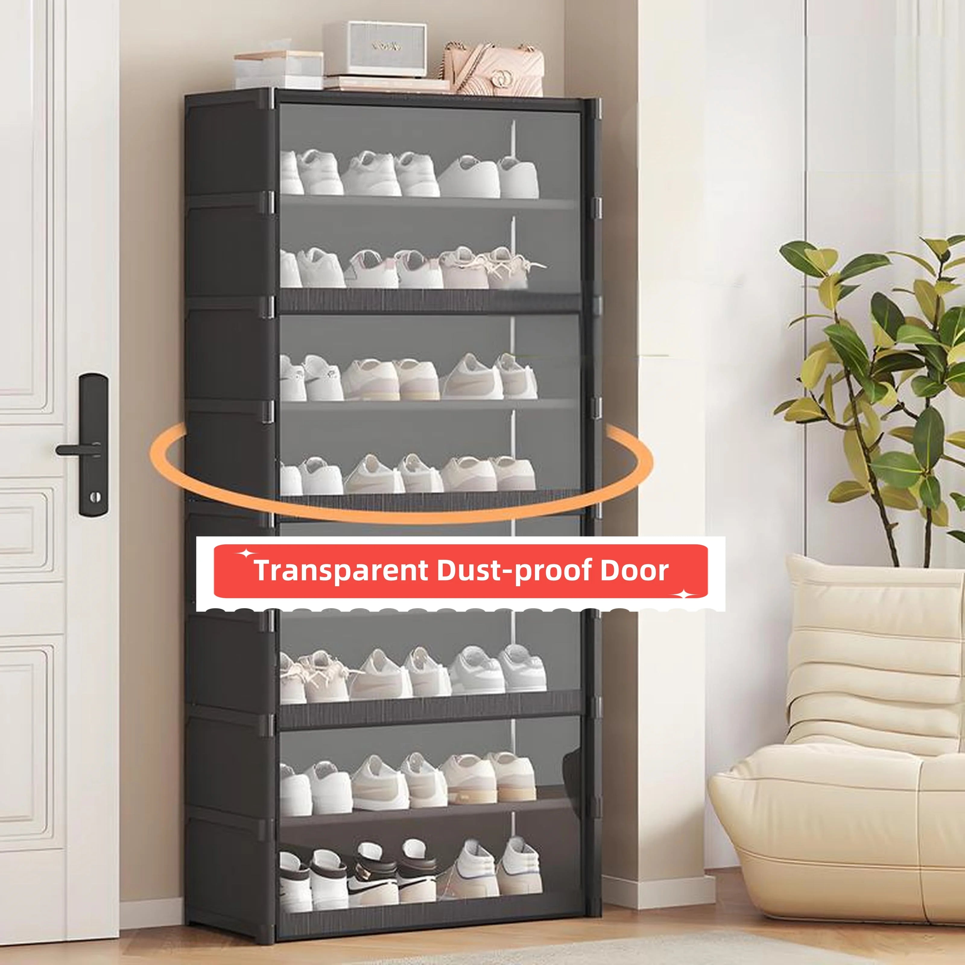 5/7-Layer Shoe Cabinet Dustproof Shoe Rack Shoe Hanger Organizer Shelf Holder Shoe Storage Cabinet Space Saving With Clear Lid