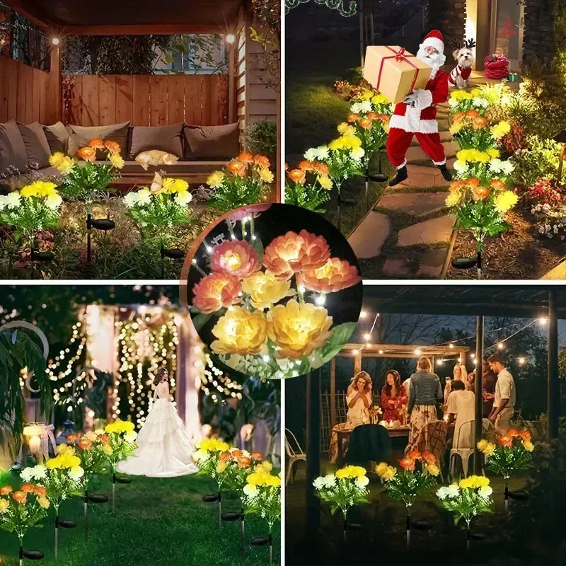 Solar Lights Outdoor Lighting Solar Garden Light Snow Lotus Flower Lawn Lamp for Yard Patio Flower Party Lamp Wedding Christmas