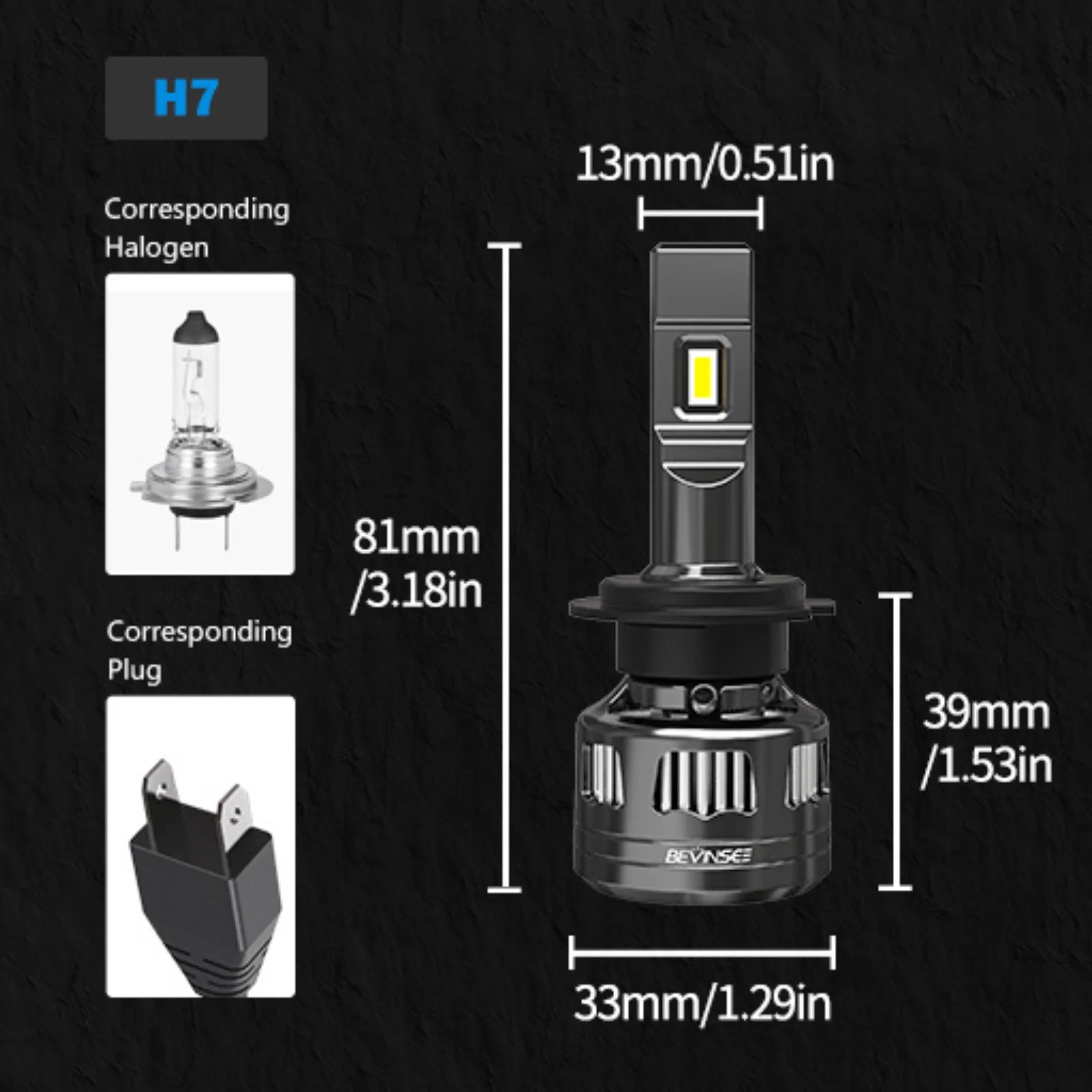 BEVINSEE V45 H7 LED Car Headlight Bulbs CANBUS H4 Hi/Lo Beam 120W 22000LM H11 H1 9005 HB3 9006 HB4 9012 HIR2 Auto Head Lamps 12V