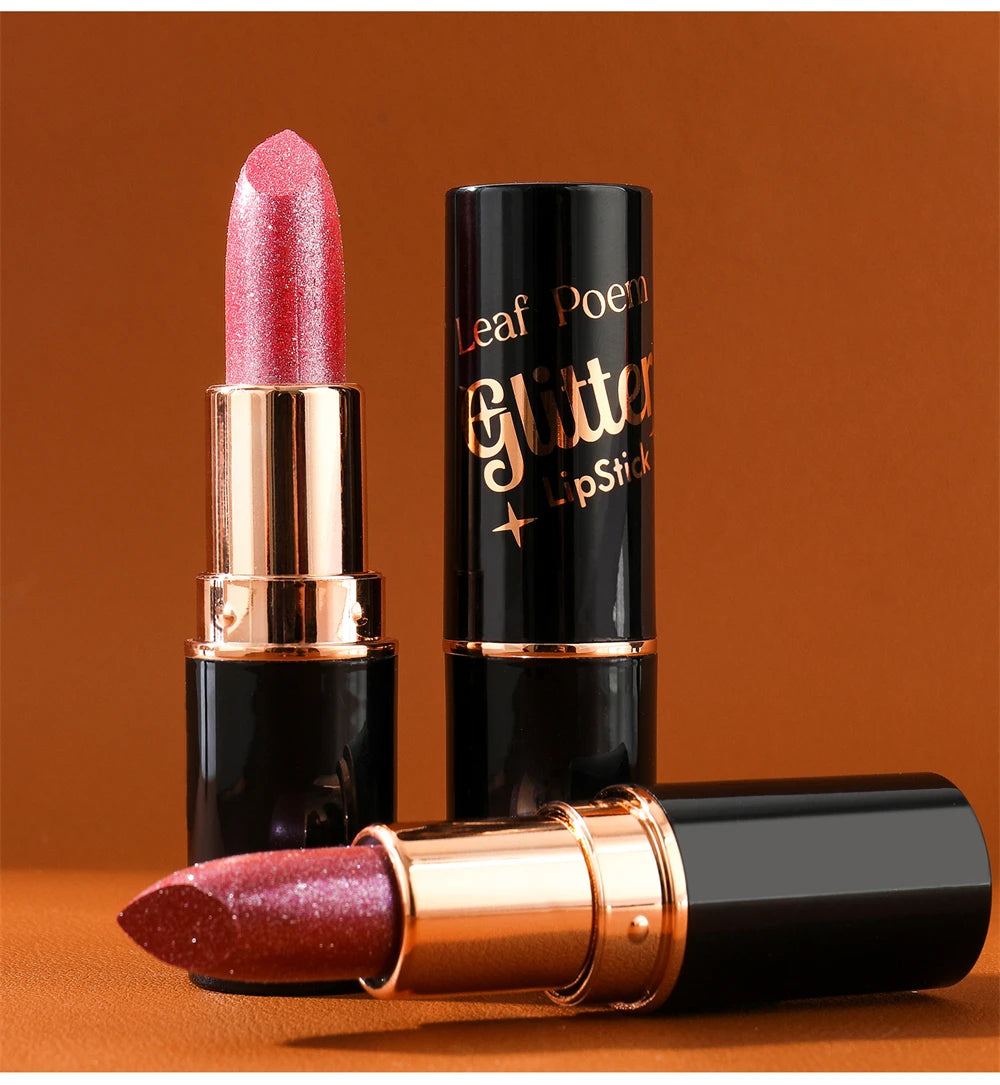 Glitter Metallic Lipstick Waterproof Long Lasting Diamond Pearlescent Lipstick Sexy Lipgloss Moisturizing Lips Makeup