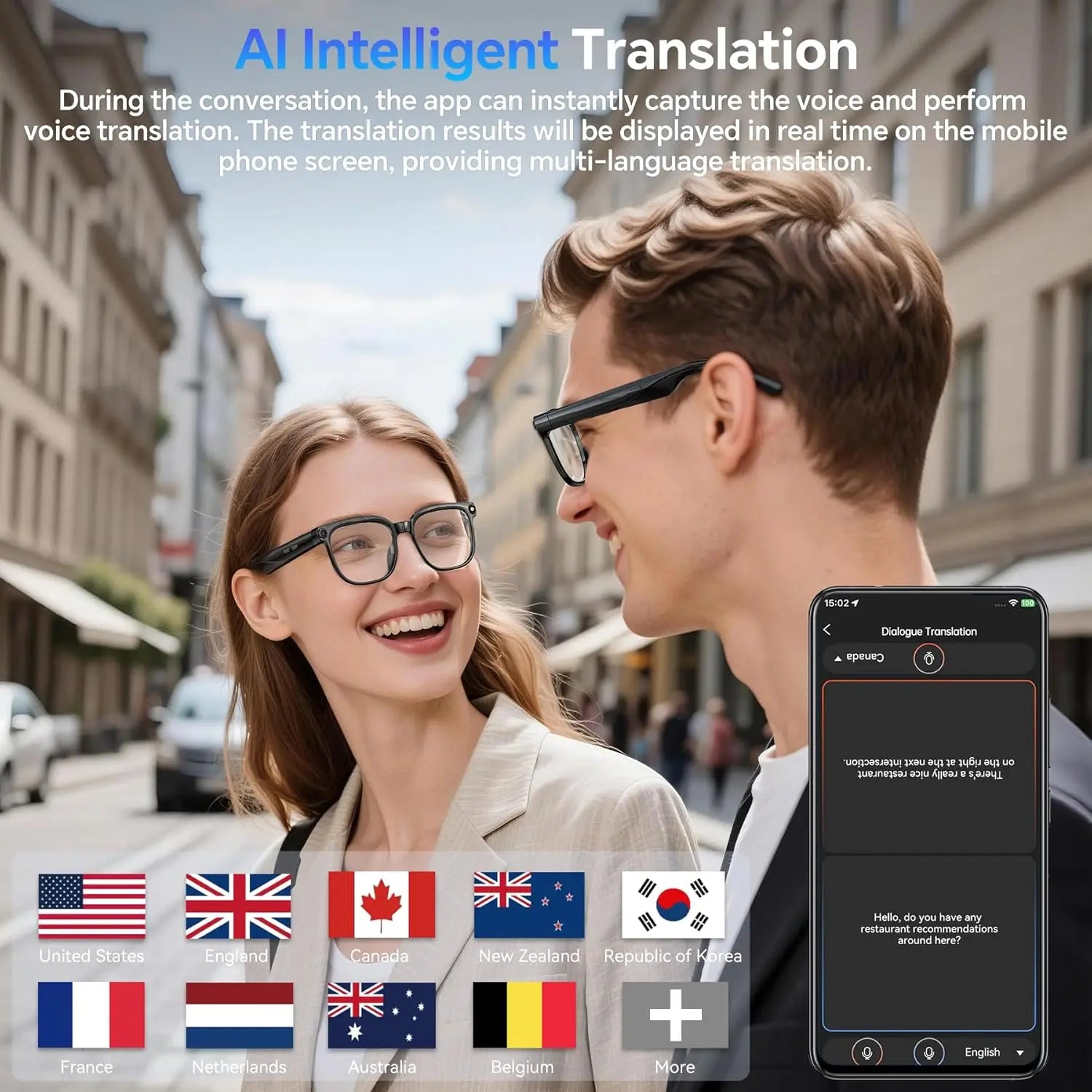 2026 AI Smart Glasses AI Translation 800W HD Camera 4K Shooting Image Bluetooth Call Recording Music Smart Sunglasses 2026 New