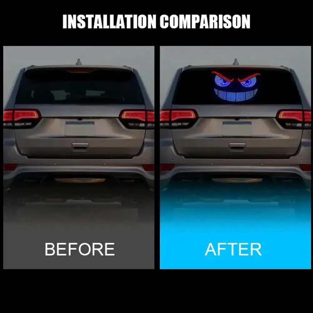 New Car Dynamic Devil's Eye Light LED Rear Windshield Decorative Warning Light With 11 Modes For Auto Modification Accessories