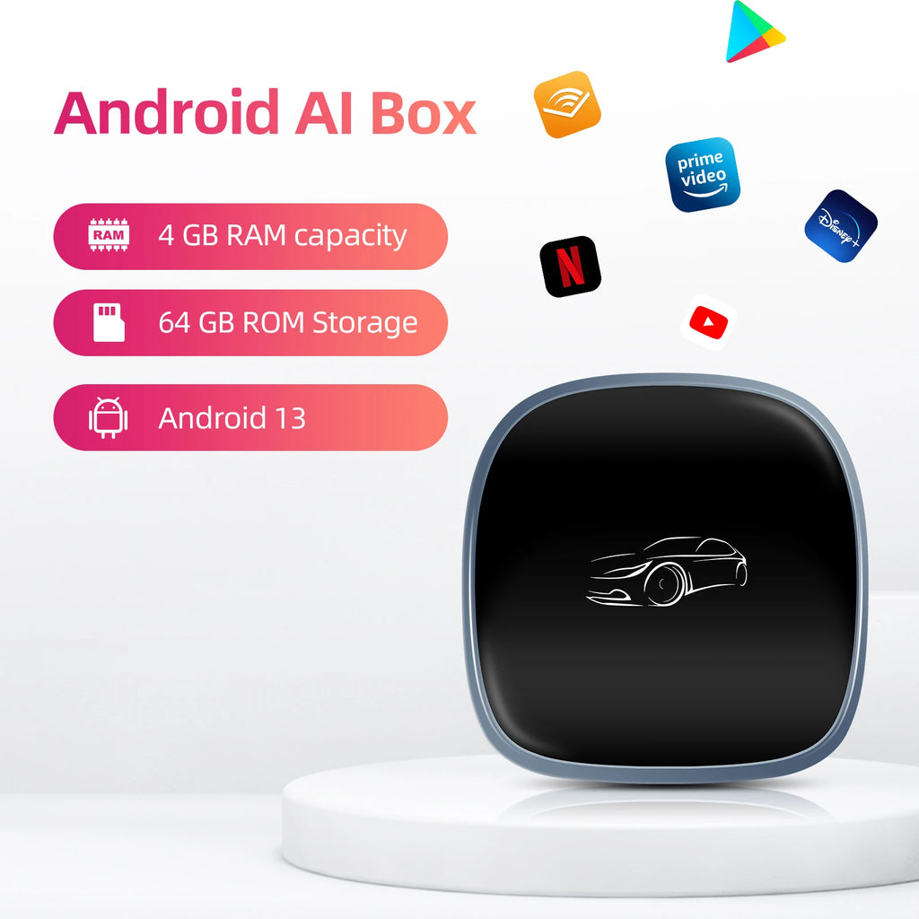 3-in-1 System Android 13 Car Video Ai Box for Wireless CarPlay Adapter/Android Auto, Ai Box Carplay with GPS, Bluetooth, Wifi