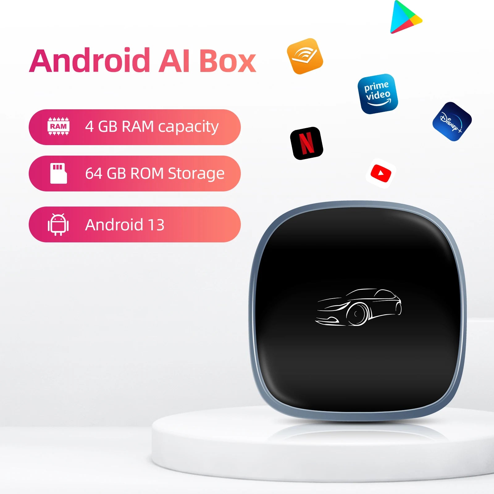3-in-1 System Android 13 Car Video Ai Box for Wireless CarPlay Adapter/Android Auto, Ai Box Carplay with GPS, Bluetooth, Wifi
