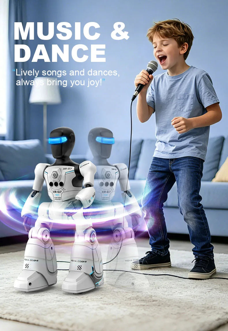 2.4G AI Smart Delivery Robot Gesture Voice Control Recording Programming LED Dancing Robot Christmas Toy Gift for Children
