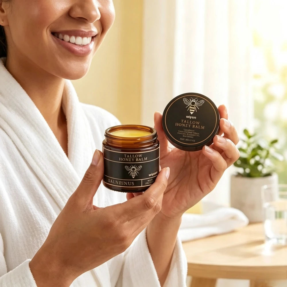 Tallow Honey Balm Natural  Tallow Raw Honey Olive Oil Moisturizing Cream Gentle Nourishing Body Face Salve