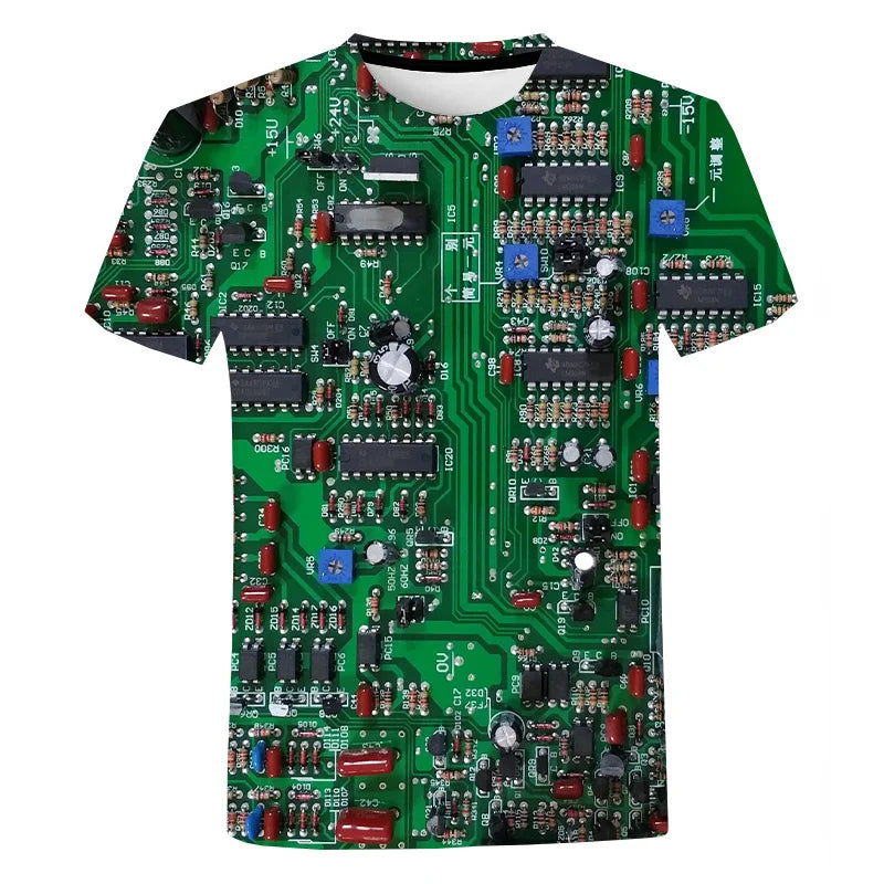 New Circuit Board Graphic T-Shirts Electronic Chip