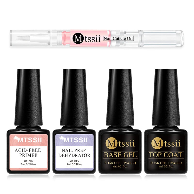 Acrylic No-acid Primer Nail Prep Dehydrator Nail Art Set With Gel Base And Top Coat Soak Off Gel Nail Polish Manicure Tool Kit