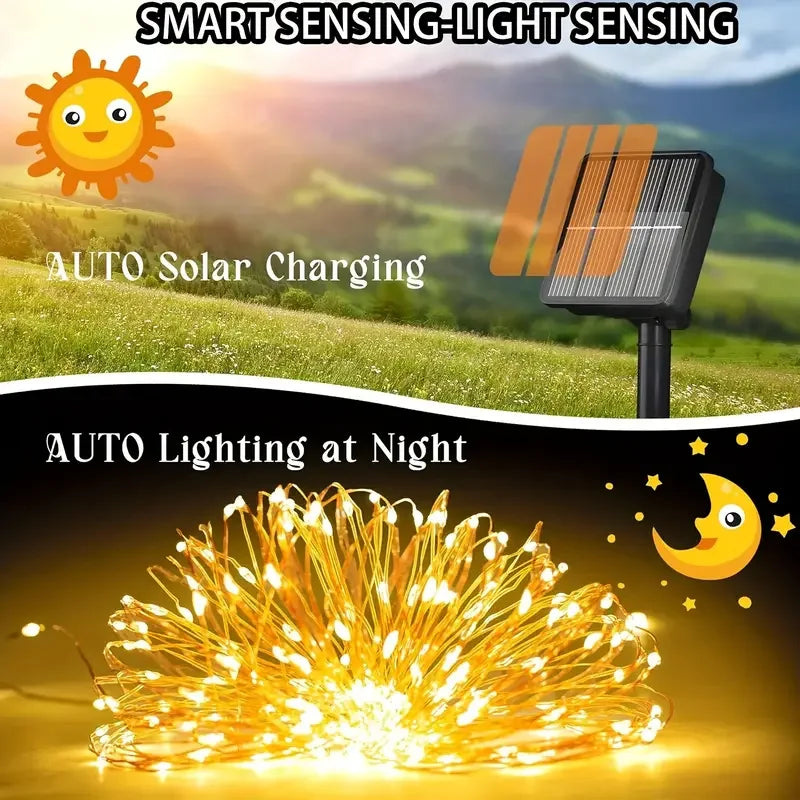 Solar LED String Lights Solar Power Lamp for Patio Tree Christmas Party Wedding Decor Outdoor Lighting Fairy Lights