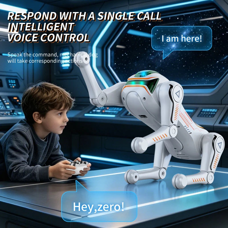 Intelligent AI machine dog dialogue programming remote control bionic dog cool special effects remote control robot toy gift