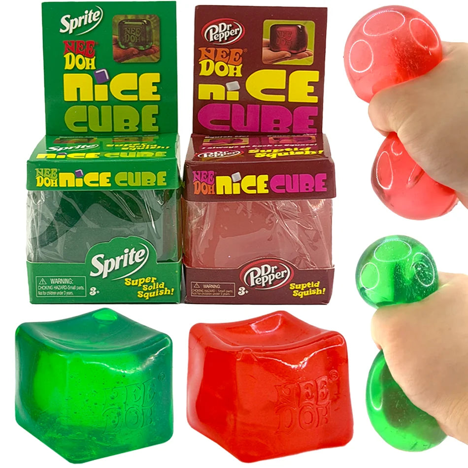 Squishy Trending Nee Doh Cube Squish Toy, Soft Sprite Squeeze Stress Relief Fidget Toy, Sensory NeeDoh for Kids & Adults