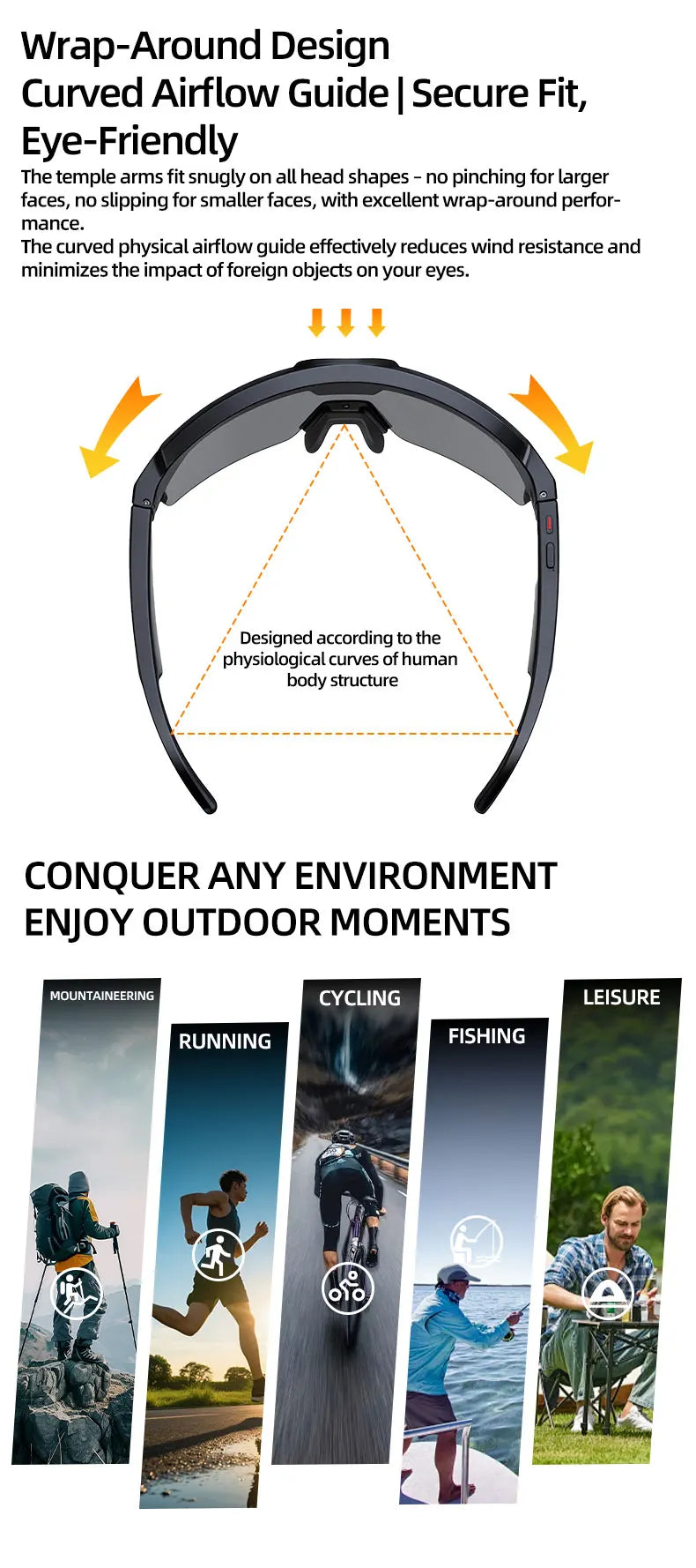 AI Smart Glasses With Camera 4K HD Video & Photo Capture, Real-Time Translation, 8MP Pixel Anti-shake Outdoor Sports Goggles Men
