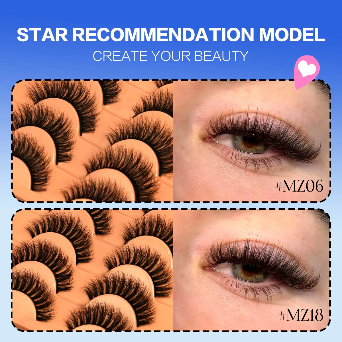GROINNEYA Fluffy Eyelashes Cat Eye Style Long Lasting Dramatic 3D Faux Mink Eyelashes Volume Thick Long lashes Extension