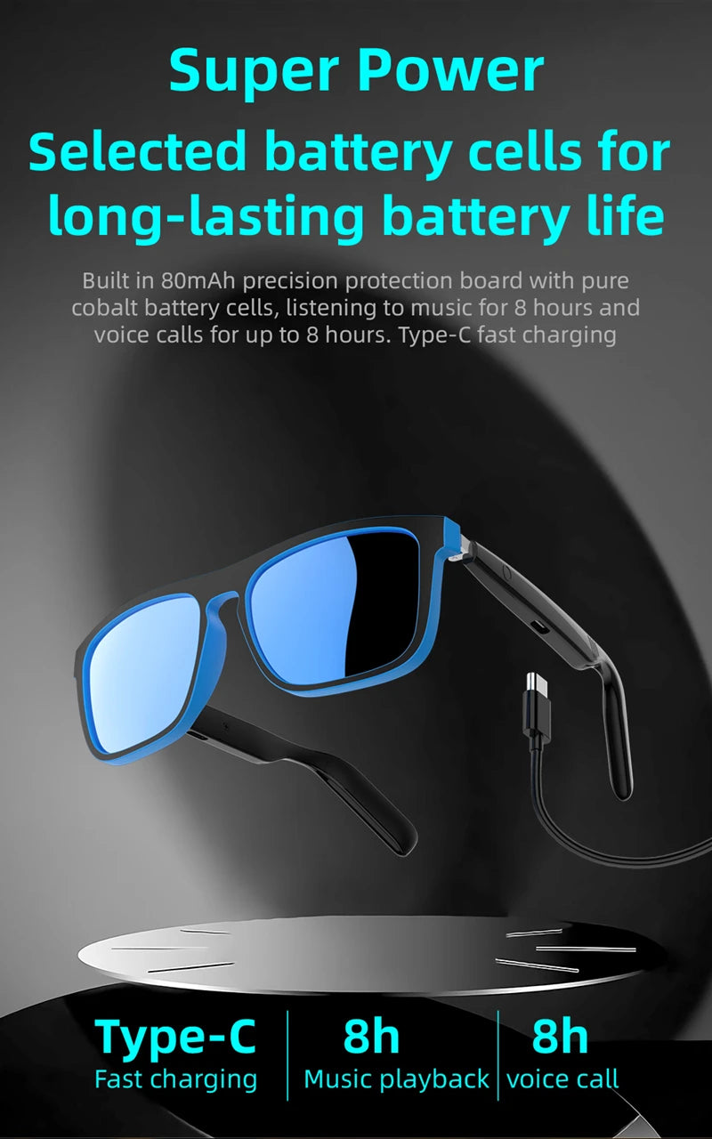 Lenovo AI Intelligent Sunglasses For Men And Women Polarized Anti Uv Sunglasses Air Conduction AI Intelligent Glasses