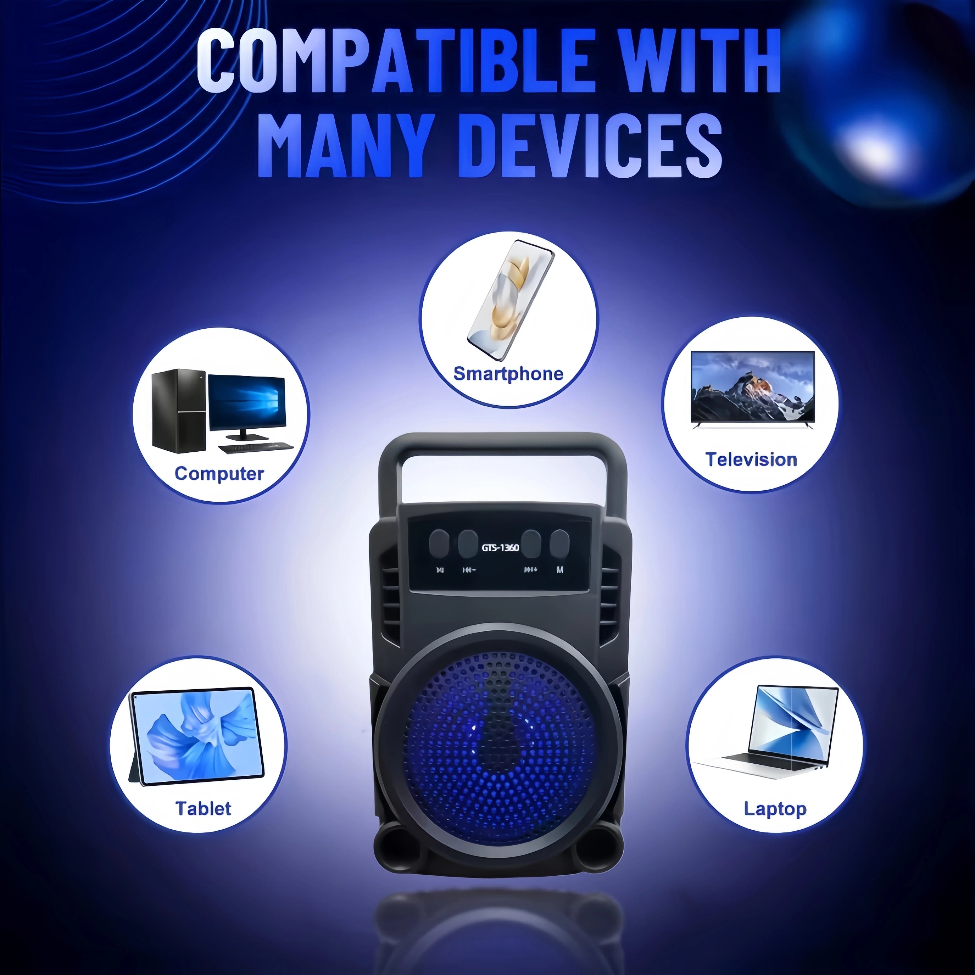 Wireless Bluetooth speaker, lightweight and portable, 300mAh battery, plays loud stereo sound, powerful deep bass