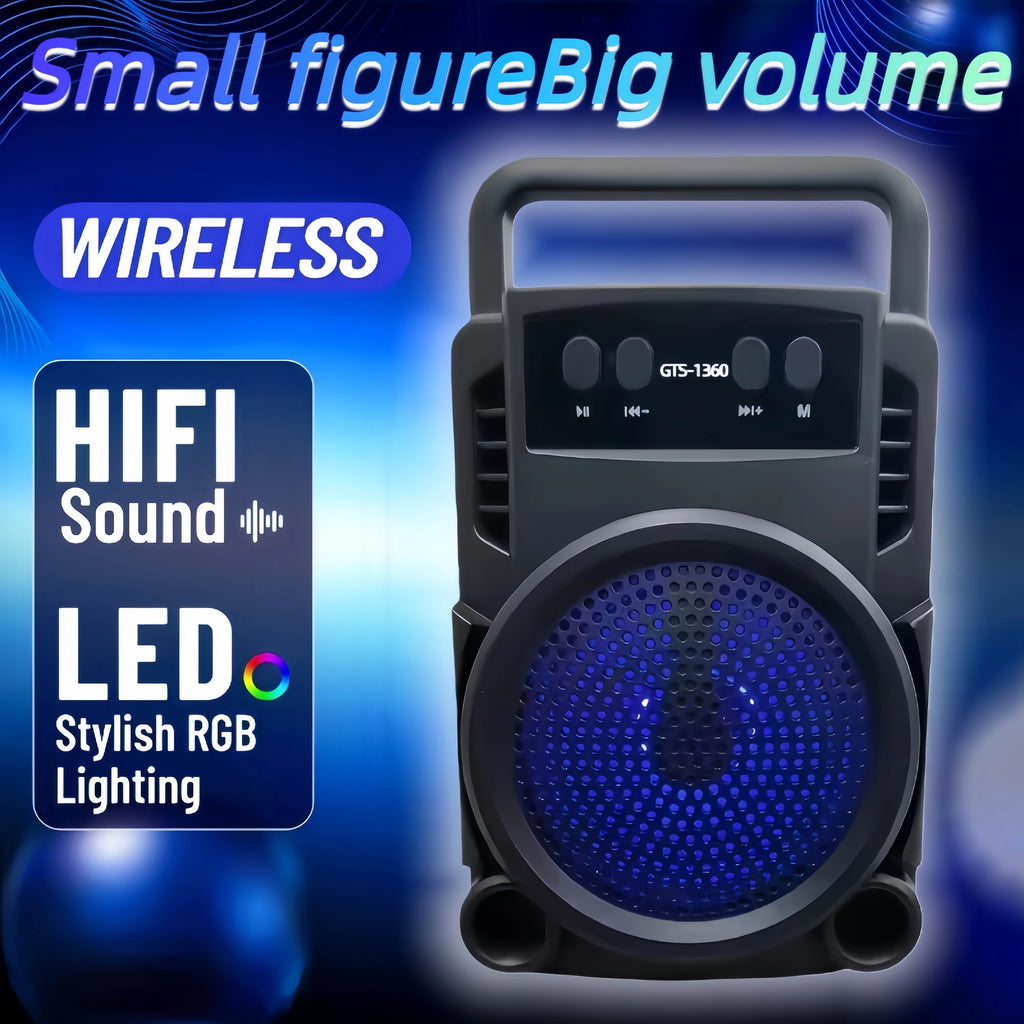 Wireless Bluetooth speaker, lightweight and portable, 300mAh battery, plays loud stereo sound, powerful deep bass