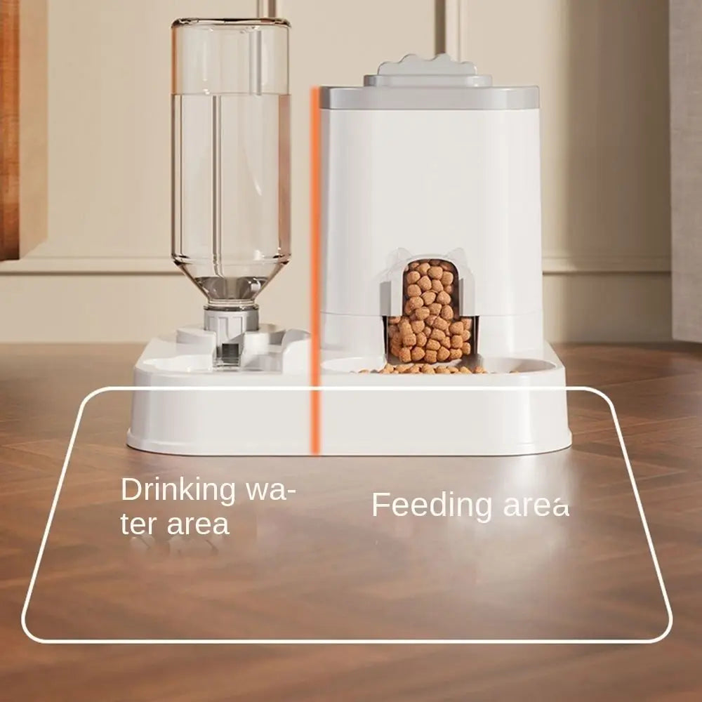 Large Capacity 2 in 1 Cat Food Dispenser Detachable with Water Fountain Automatic Cat Water Feeder Dry Wet Separation