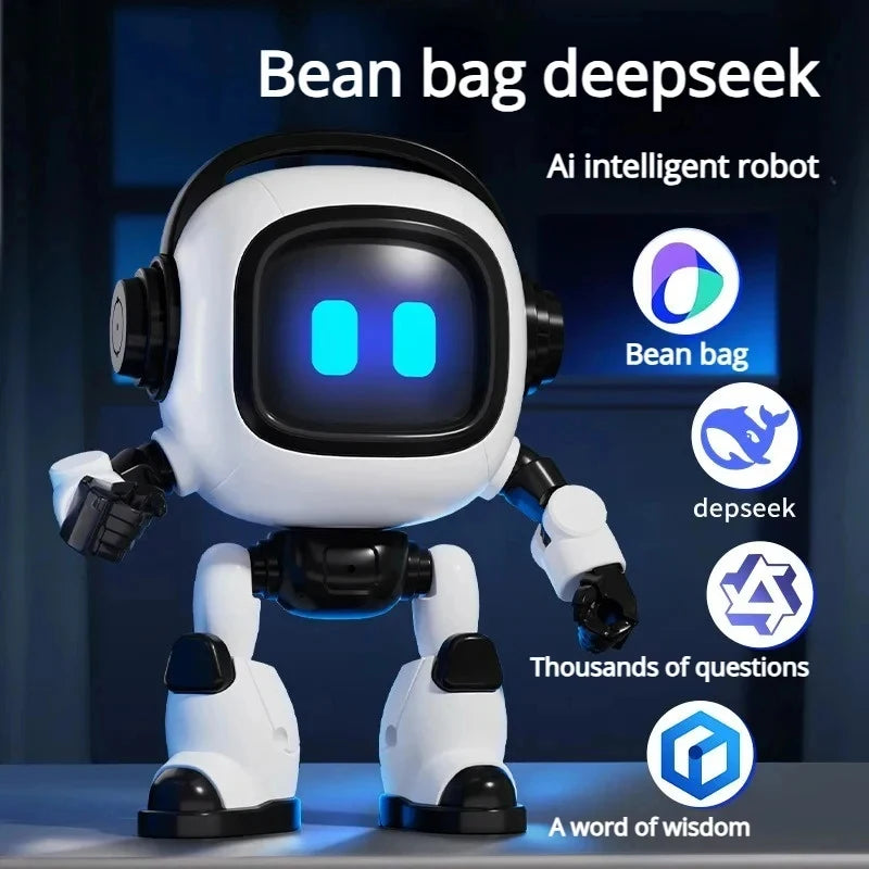 New AI Interactive Desk Robot with Voice Recognition Feature Talking Companion, Learning Games, Educational Toy for Kids