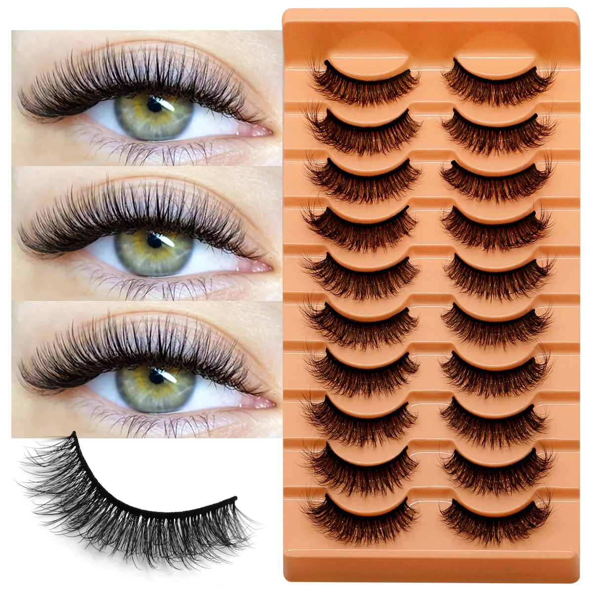 GROINNEYA Fluffy Eyelashes Cat Eye Style Long Lasting Dramatic 3D Faux Mink Eyelashes Volume Thick Long lashes Extension