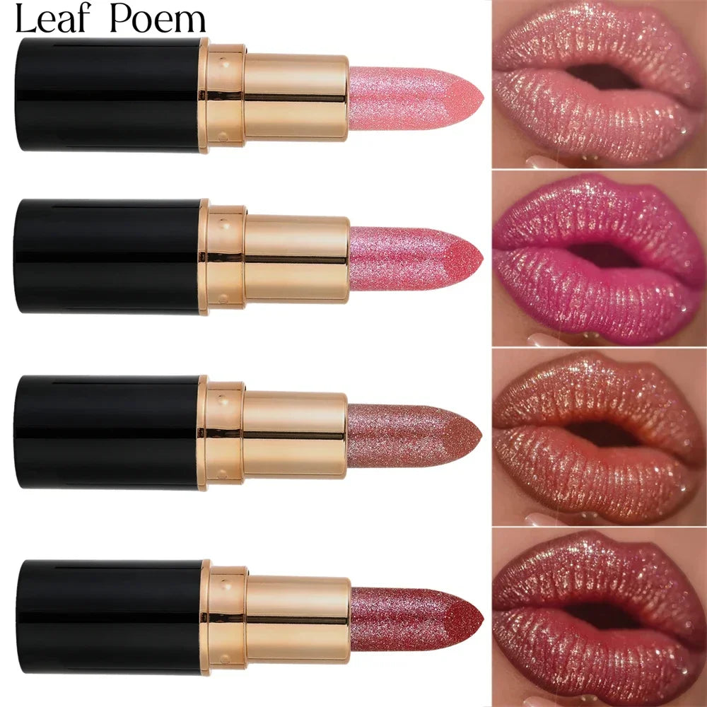 Glitter Metallic Lipstick Waterproof Long Lasting Diamond Pearlescent Lipstick Sexy Lipgloss Moisturizing Lips Makeup