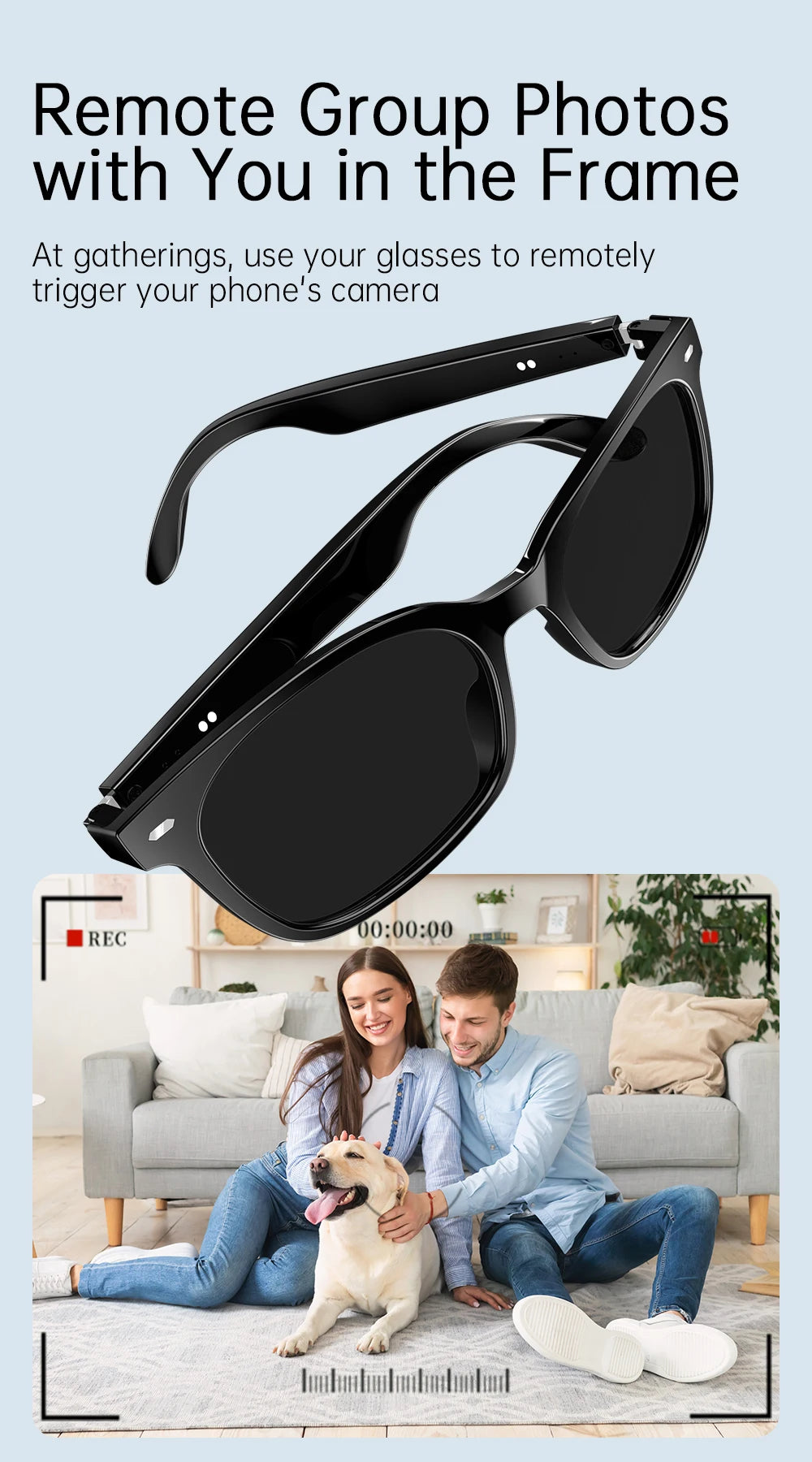 AiMB V6 Max AI Smart Glasses Blue Light Blocking UV400 Bluetooth 5.4 Voice Assistant Music Calls Dual Speakers Camera Control