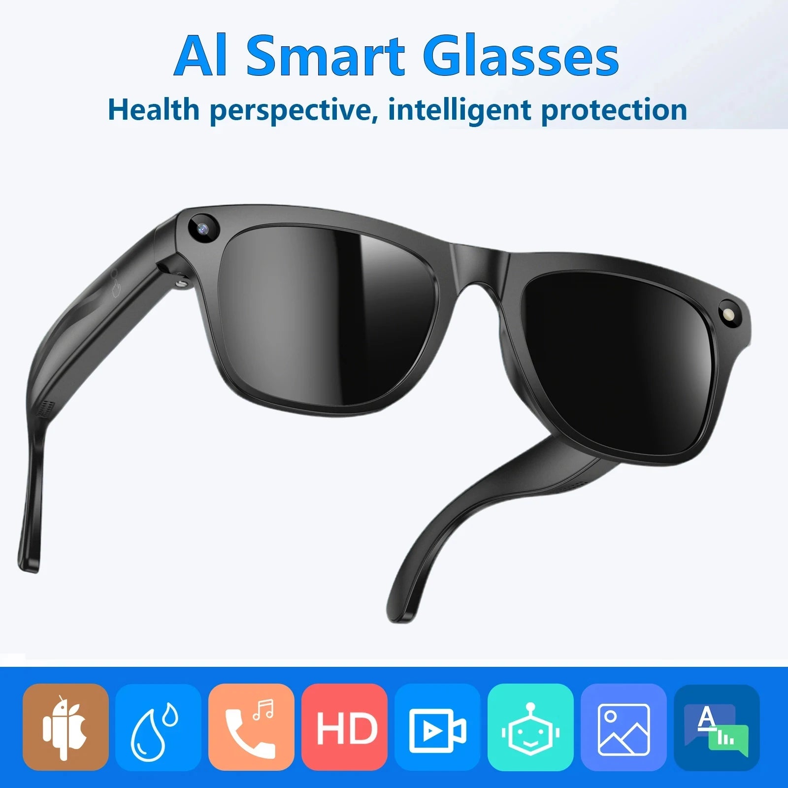 AI Smart Glasses Camera AI Photo Recognition Recording Bluetooth Call Smart Translation Voice Assistan Sunglasses For Men Women