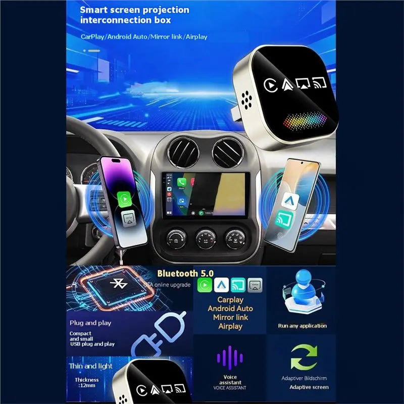 Wireless Carplay 4In1 AI Smart Box Airplay/Mirror Link/Android Auto/Carplay Adapter Car Intelligent System A