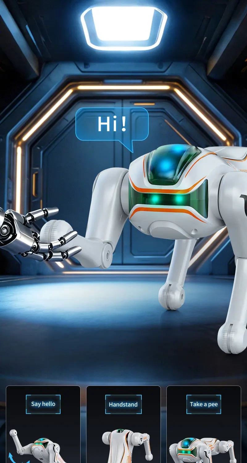 Intelligent AI machine dog dialogue programming remote control bionic dog cool special effects remote control robot toy gift