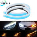 Car Daytime Running Light Flexible Waterproof LED Strip Universal Auto Headlights White Turn Signal Yellow Brake Flow Lights