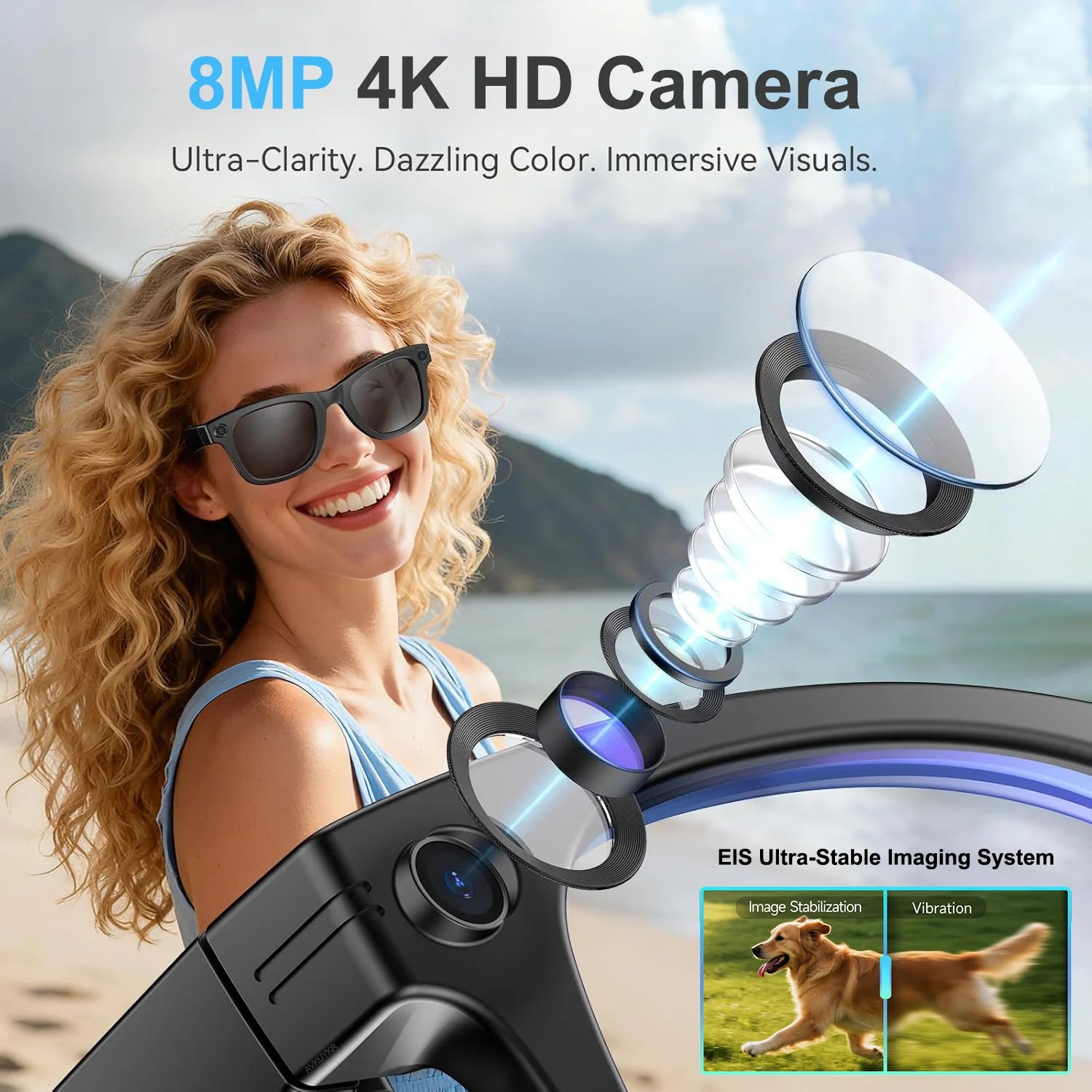 2026 New AI Smart Glasses AI Translation 800W HD Camera 4K Shooting Image Conversation Recording Listening To Music SmartGlasses