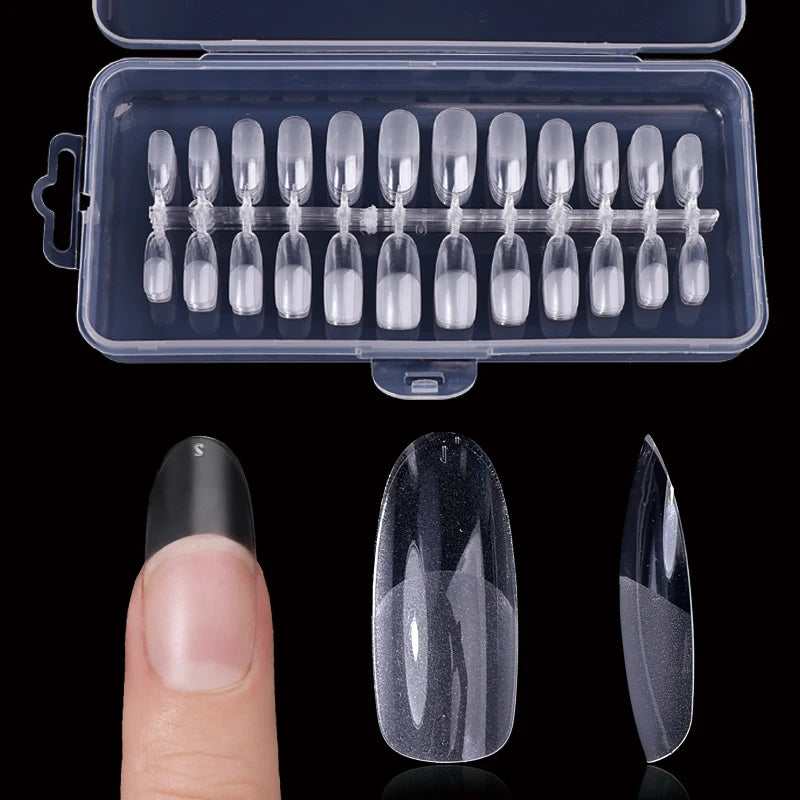 Nail Press on Tips  Short Artificial American Capsules Long Soft Gel Almond