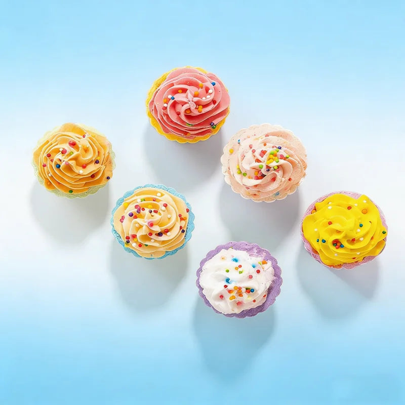 80g Cake Shape Bath Bombs Kids Safe Bubble Fizzies with Essential Oil Moisturizing Relaxing Aromatherapy Bath Salt Balls