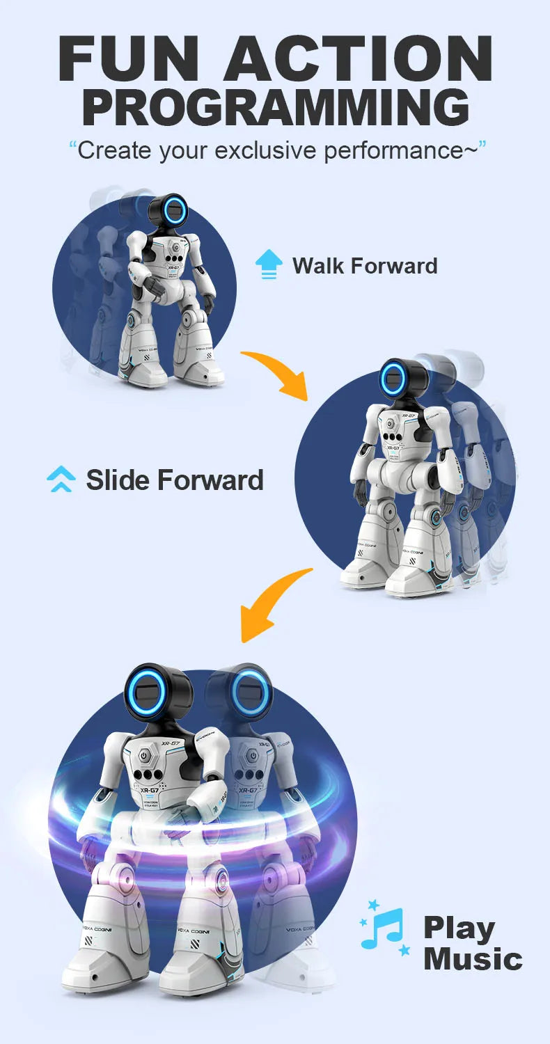 2.4G AI Smart Delivery Robot Gesture Voice Control Recording Programming LED Dancing Robot Christmas Toy Gift for Children