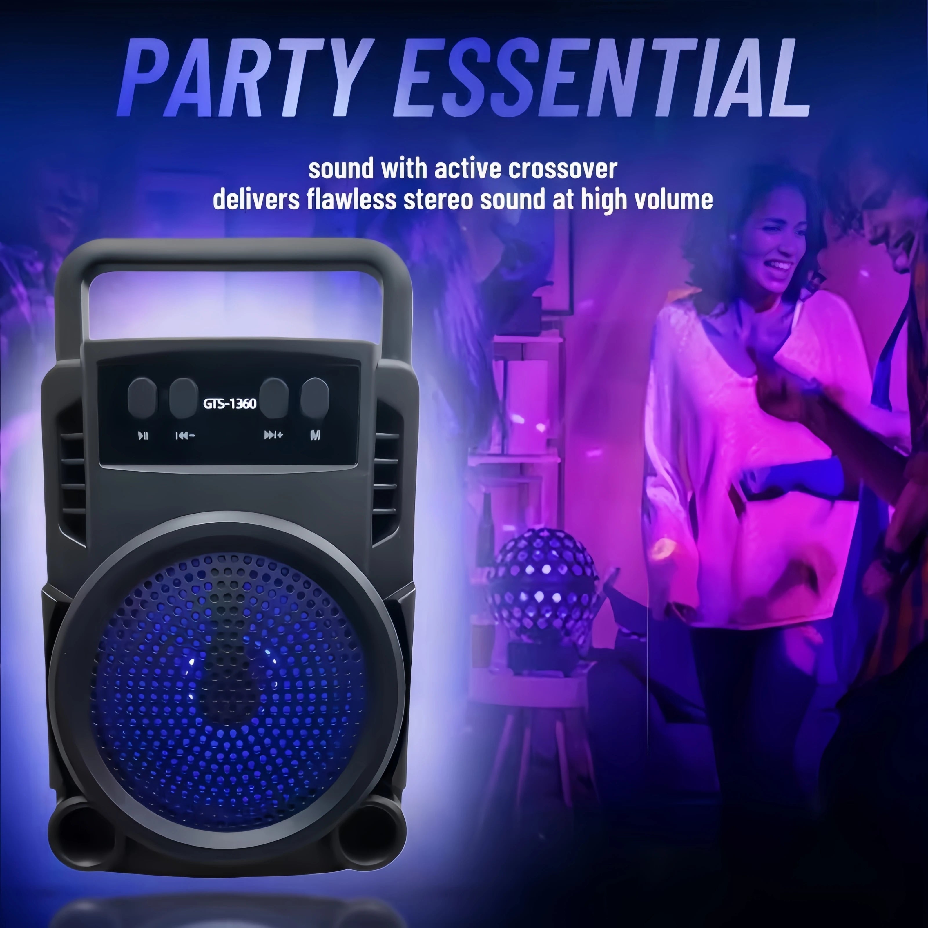 Wireless Bluetooth speaker, lightweight and portable, 300mAh battery, plays loud stereo sound, powerful deep bass