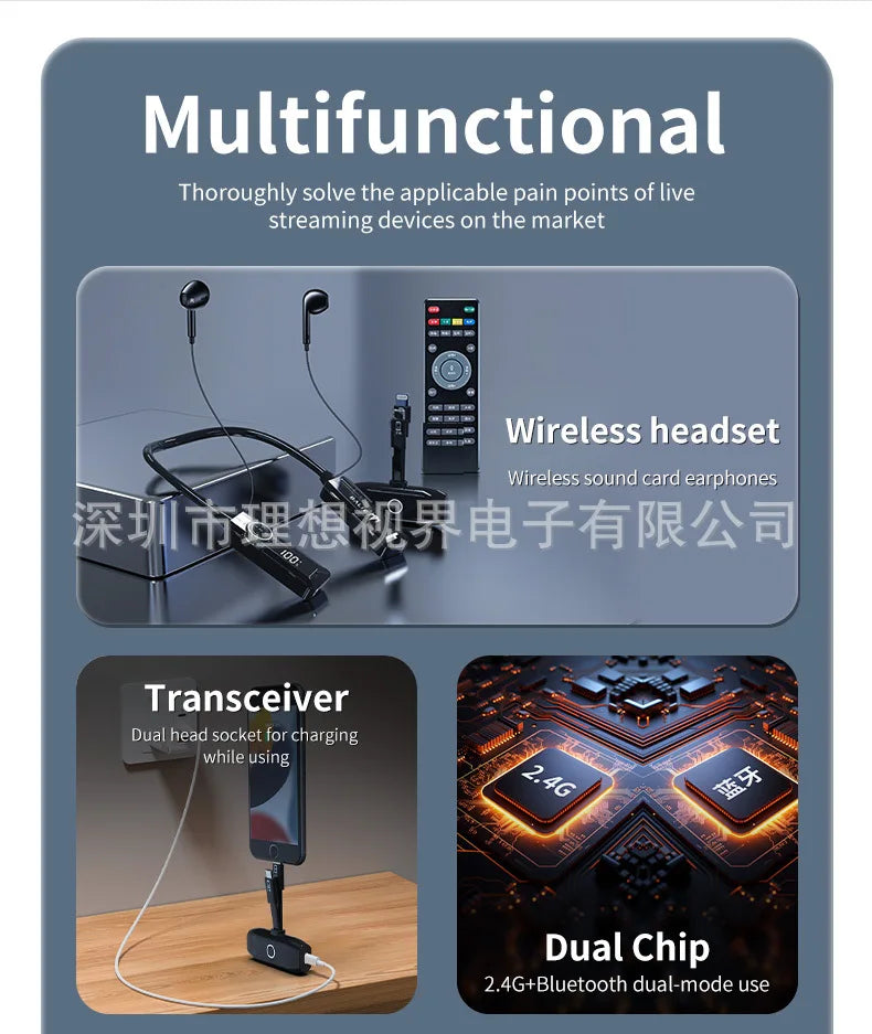 The all-in-one headset and microphone live streaming kit has a built-in microphone and ear return for overseas Tiktok live strea