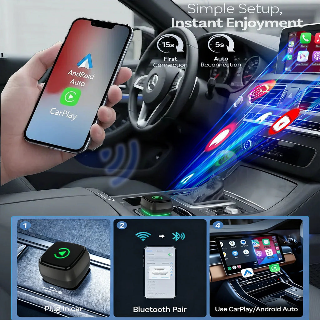 Smart 2in1 AI Box For Car With Wired CarPlay Car Intelligent Systems Wireless CarPlay Dongle Wireless Android Auto Adapter