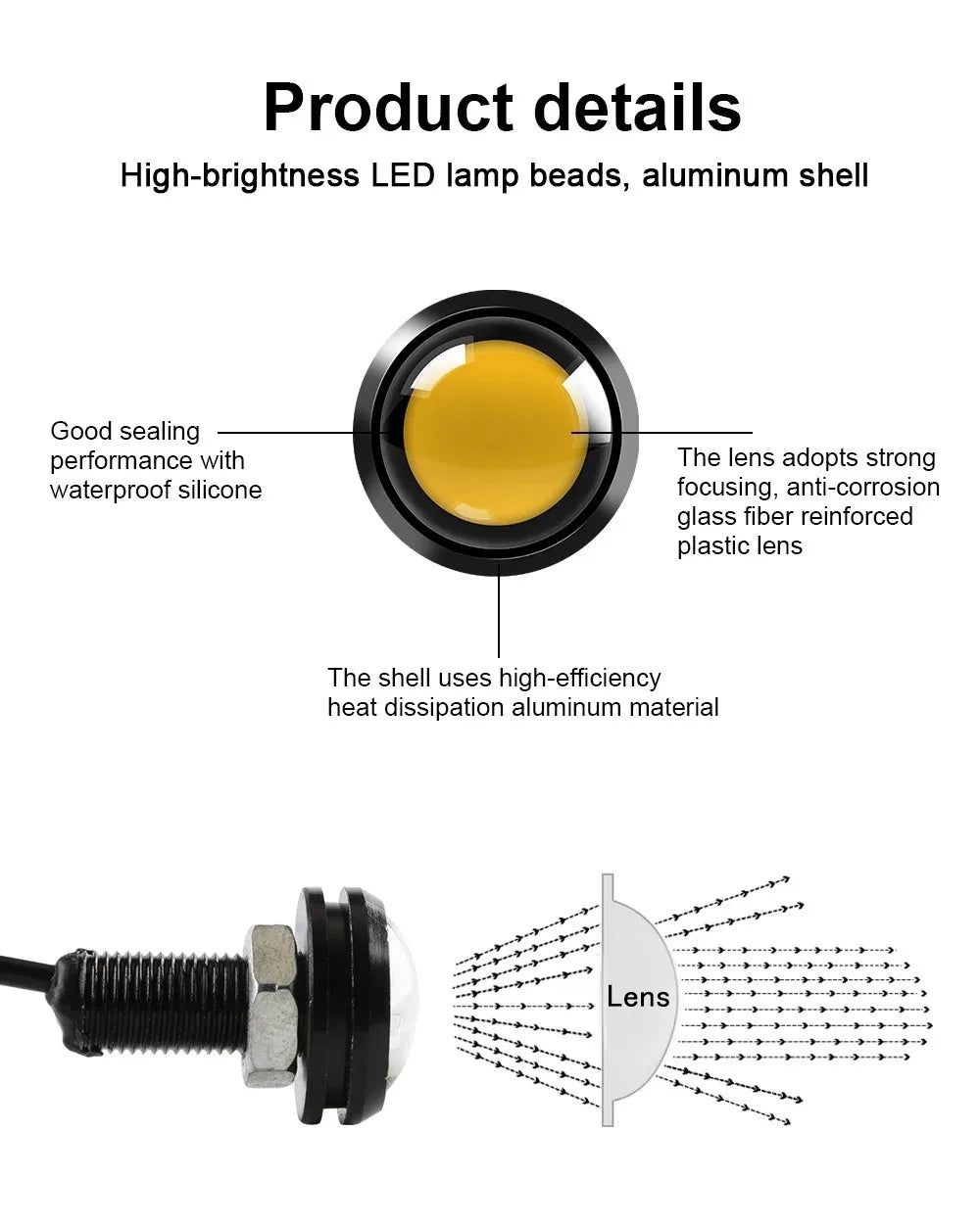 2/4/10pcs 23mm COB Eagle Eye Lamp LED driving lights drl LED Car Daytime Running Light Led Reverse light Car grille signal light