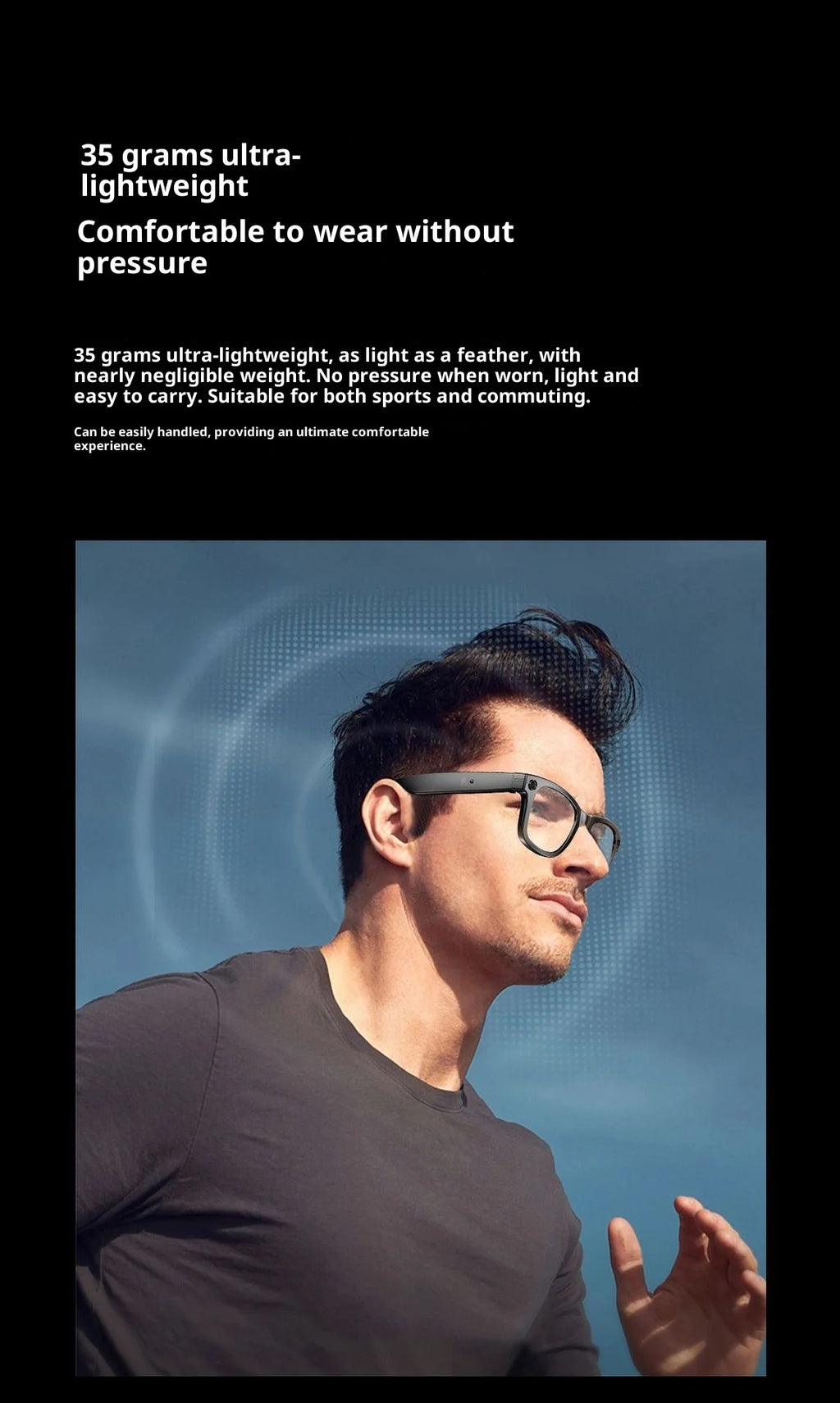 2025 AI Smart Glasses - 8MP Camera for First-Person Vlog, Voice Translation, Music & Calls, IP65 Waterproof, Ultra-Light