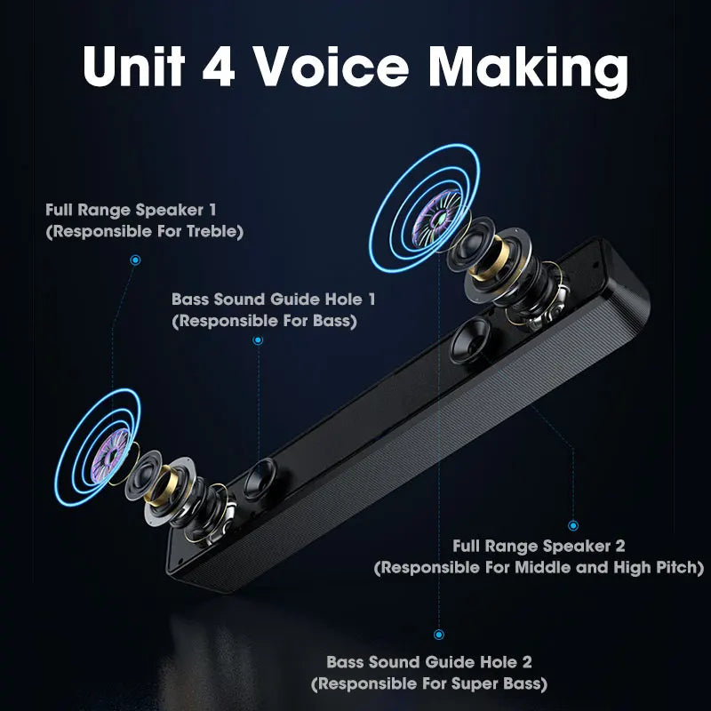 Home Theater Sound System Bluetooth-compatible Speaker 4D Surround Soundbar Computer Speakers For TV Soundbar Box Subwoofer